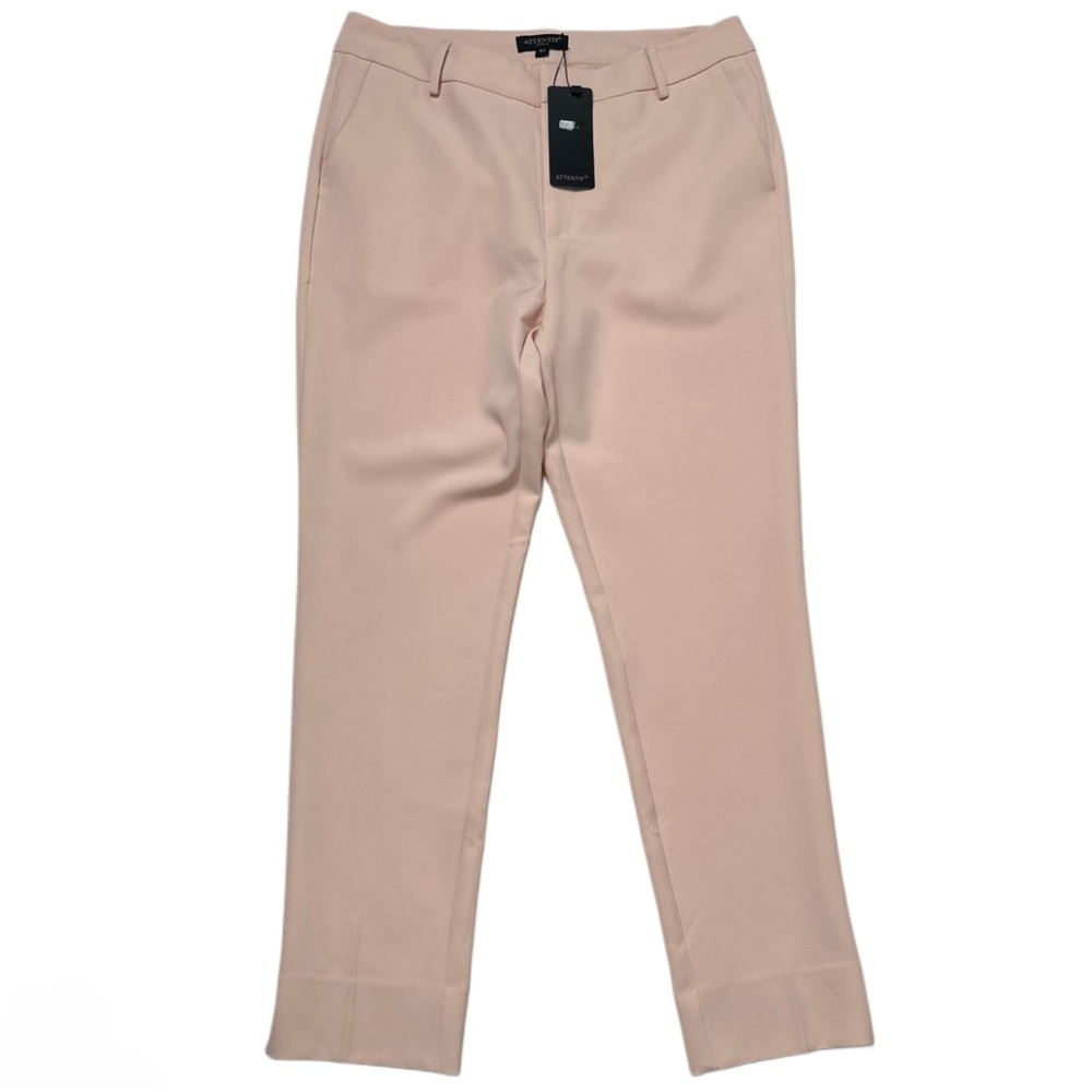 Attentif Paris Cropped Dress Pants Slit Ankle‎ Pink Women 10 NWT